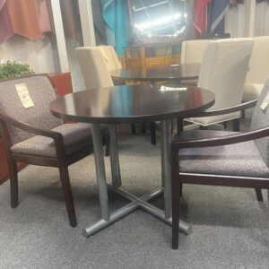 Solid wood round table with chairs