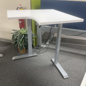 Electric height-adjustable standing desk, white