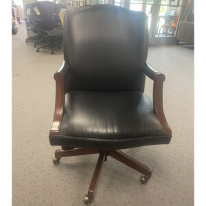 Leather & wood swivel office chair