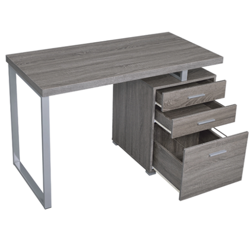 Brennan 3-drawer office desk weathered grey G800520