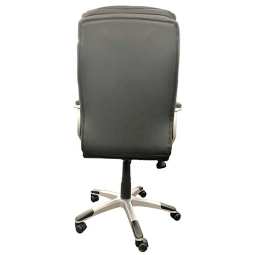 High-back black leather office chair