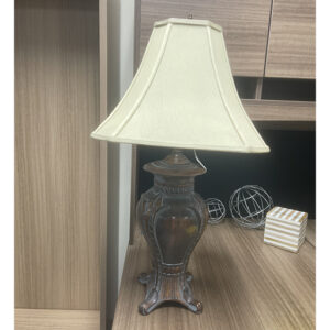 Bronze composite table lamp with ivory shade