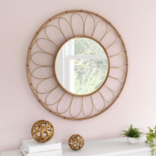 Large circle mirror with gold trims