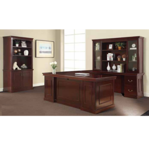 Executive desk with hutch and bookcase