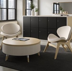 Breakroom with a round table and modern chairs