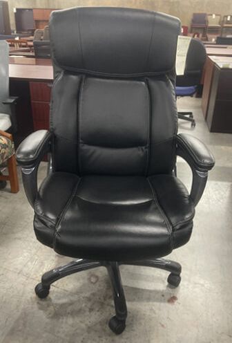 Black high-back leather office chair