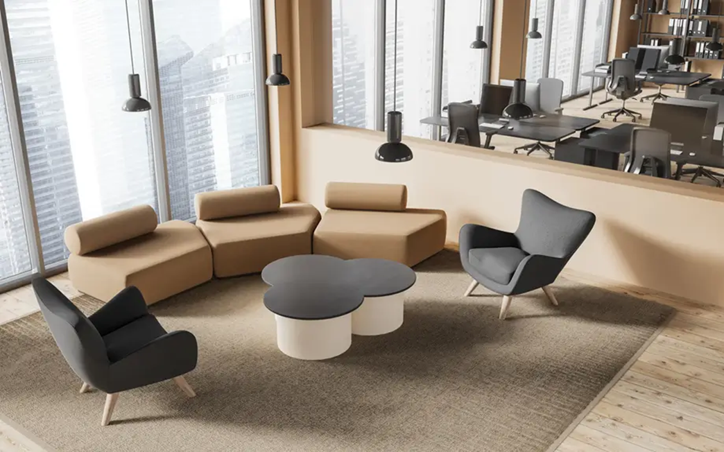 Open office layout with dynamic seating