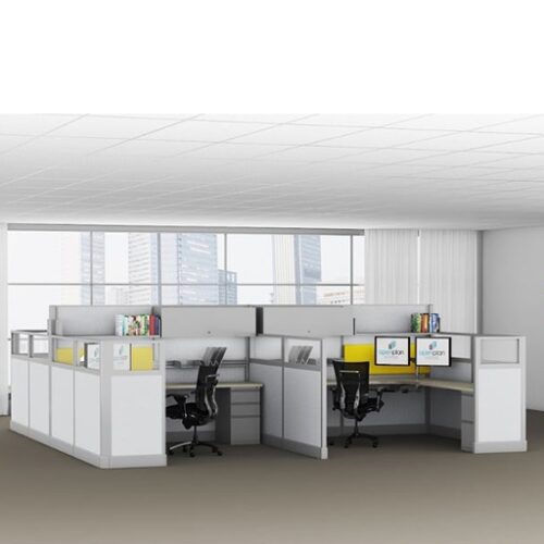 Modern office setup in Atlanta, GA using OP S2 Panel System with desks and monitors