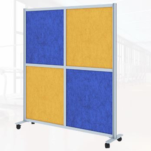 Freestanding screens with four panels in blue, yellow, and orange, located in Atlanta, GA