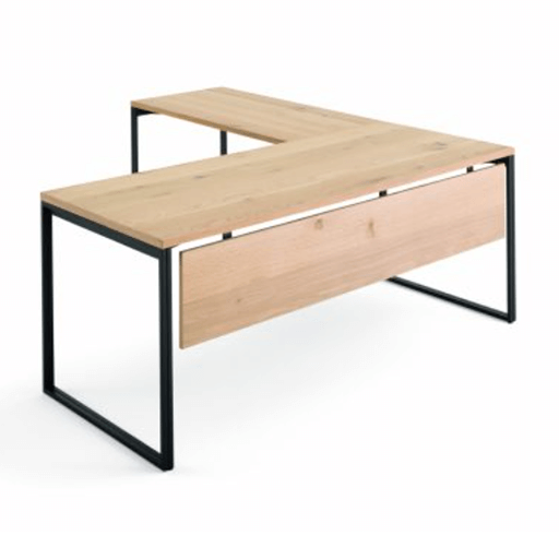 AMQ West Elm Work Greenpoint Fixed Desk features an oak and steel L-shaped design in Atlanta, GA
