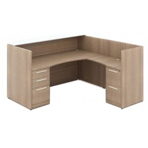 Laminate office desk with bow front design and storage drawers for sale in Atlanta, GA