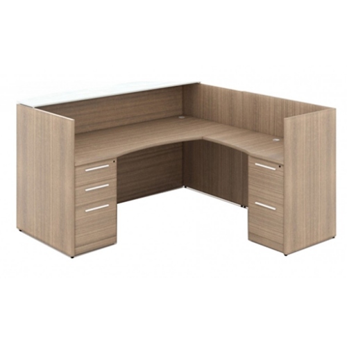 Laminate office desk with bow front design and storage drawers for sale in Atlanta, GA