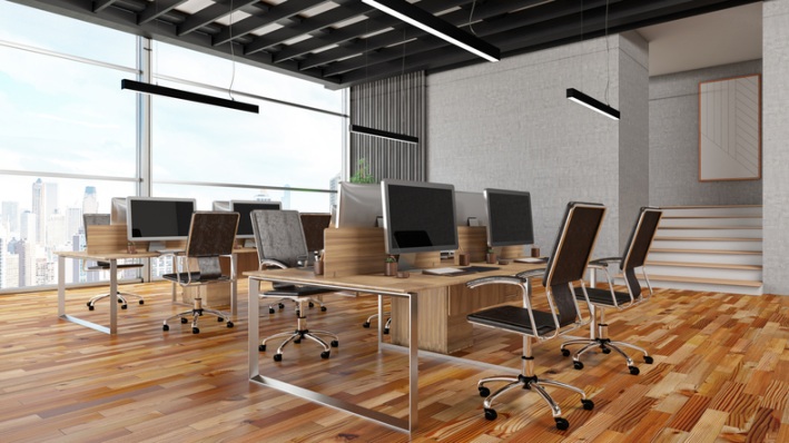 A Modern Commercial Office Furniture Set of an Open Plan Workspace in Atlanta, GA