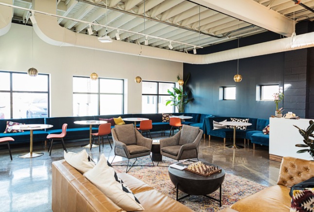 A Modern, Stylish Office Break Room with Chairs and Tables by the Office Furniture Expo Team